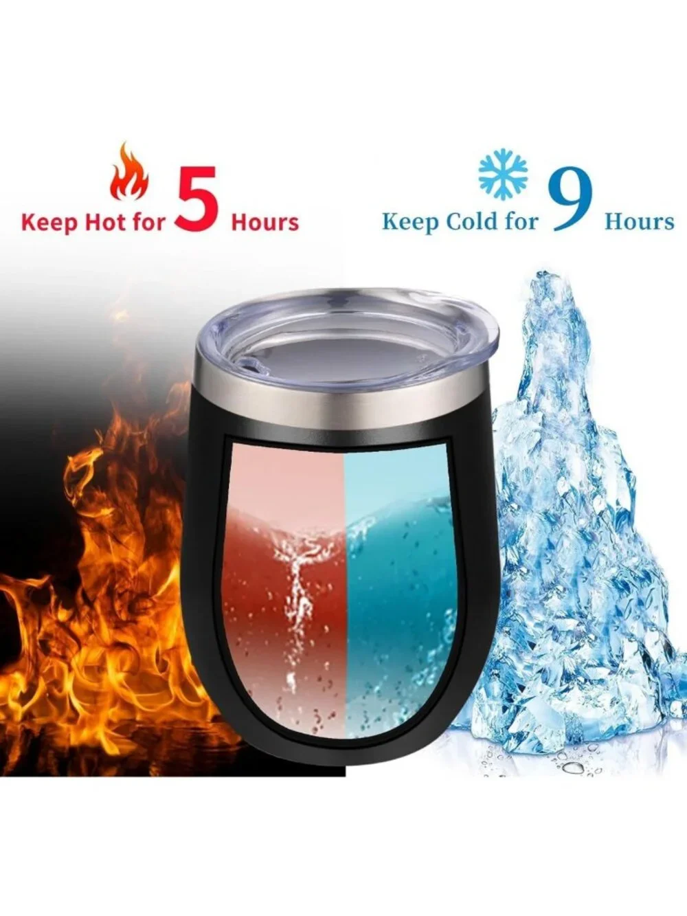 12oz Stemless Wine Tumblers - Double Wall Insulated Travel Glasses for Hot